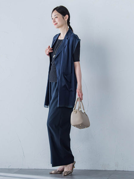 【WEB限定】フィブリルタフタロングジレ ≪手洗い可能≫