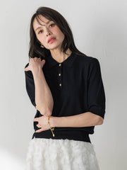【WEB限定カラーあり】LUCINDAポロニット