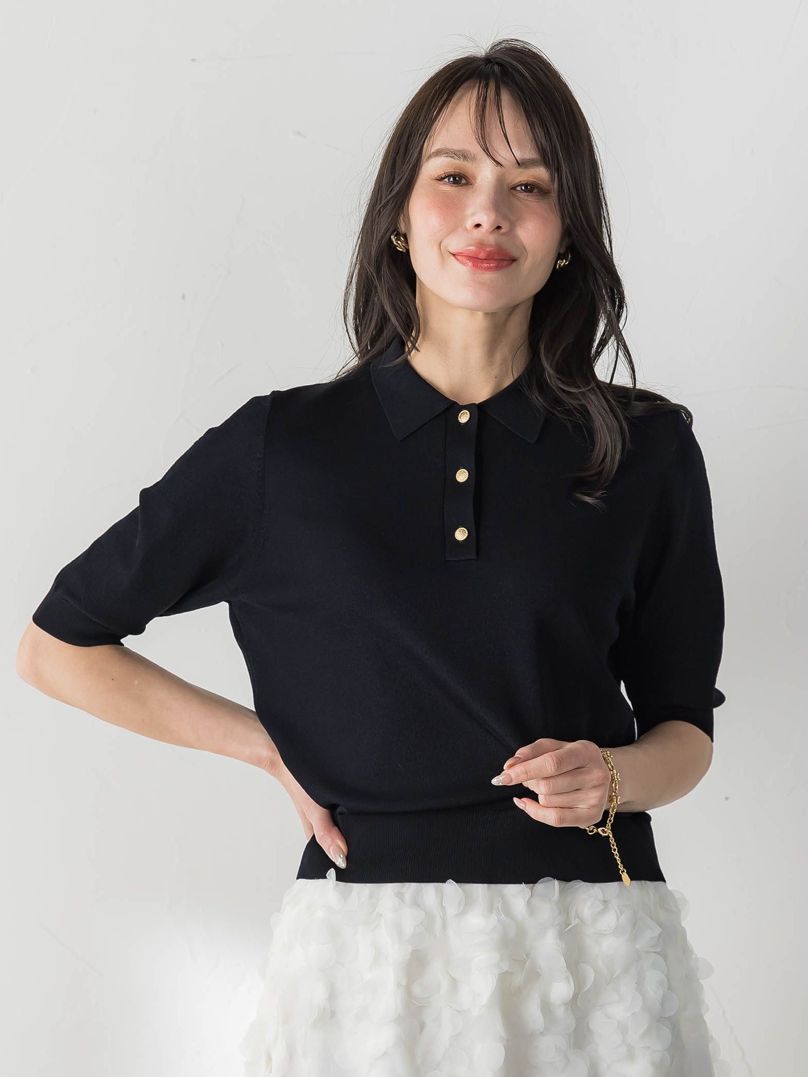 【WEB限定カラーあり】LUCINDAポロニット