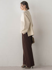 シャギージャガード切替えニット≪手洗い可能≫