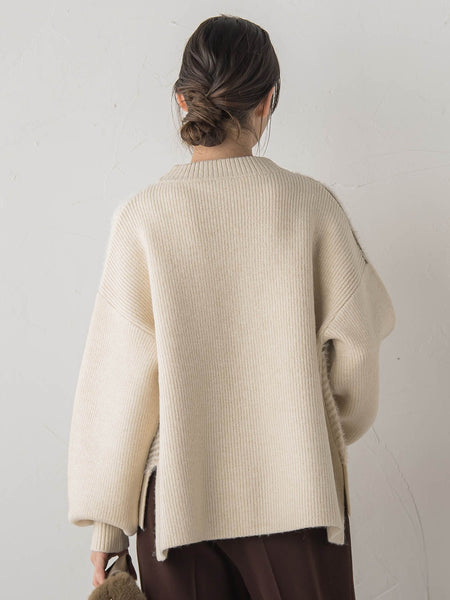 シャギージャガード切替えニット≪手洗い可能≫