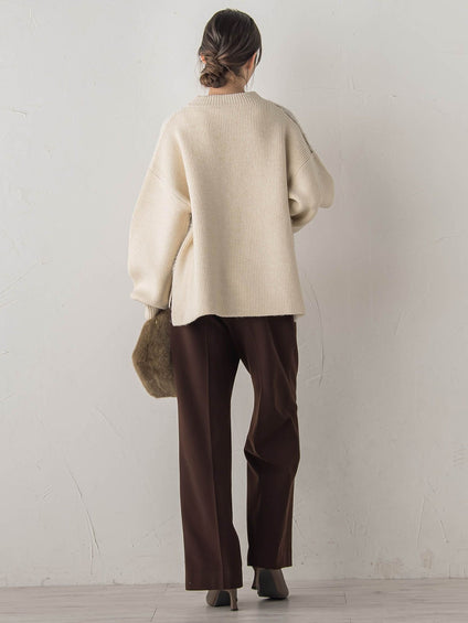 シャギージャガード切替えニット≪手洗い可能≫