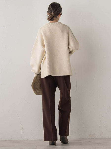 シャギージャガード切替えニット≪手洗い可能≫