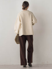 シャギージャガード切替えニット≪手洗い可能≫