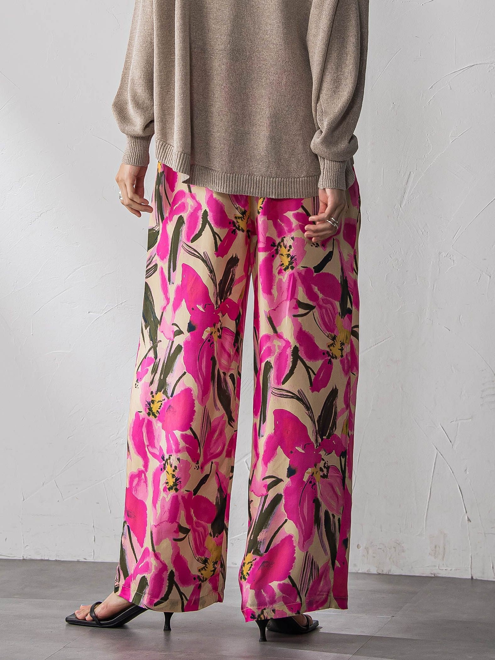 IPEKERフラワープリントイージーワイドパンツ