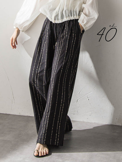 【40周年限定】スパンコール刺繍イージーワイドパンツ