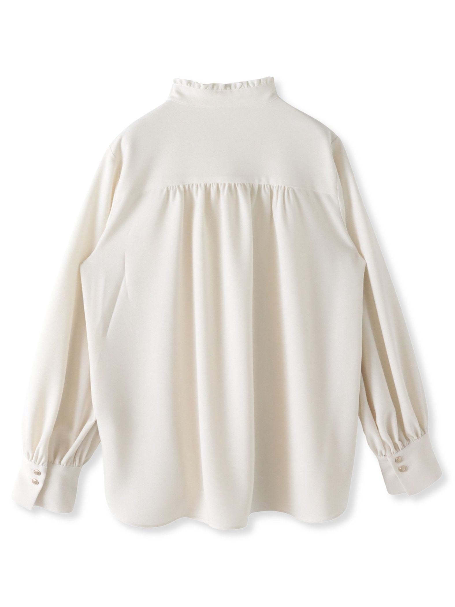 フリルネックボウタイブラウス≪洗濯機で洗える≫