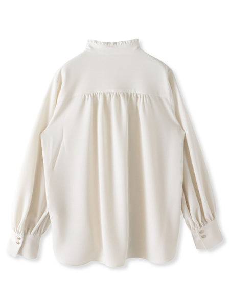 フリルネックボウタイブラウス≪洗濯機で洗える≫