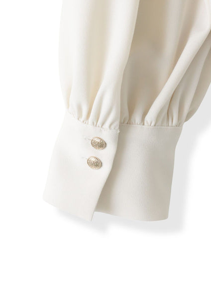 フリルネックボウタイブラウス≪洗濯機で洗える≫