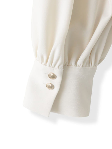 フリルネックボウタイブラウス≪洗濯機で洗える≫