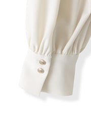 フリルネックボウタイブラウス≪洗濯機で洗える≫