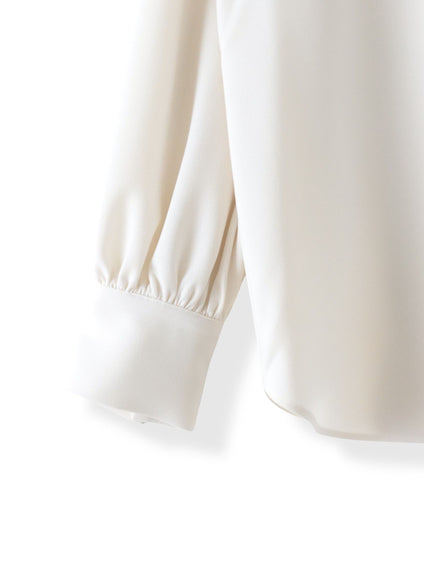 フリルネックボウタイブラウス≪洗濯機で洗える≫