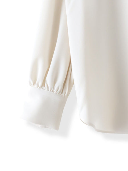 フリルネックボウタイブラウス≪洗濯機で洗える≫