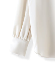 フリルネックボウタイブラウス≪洗濯機で洗える≫