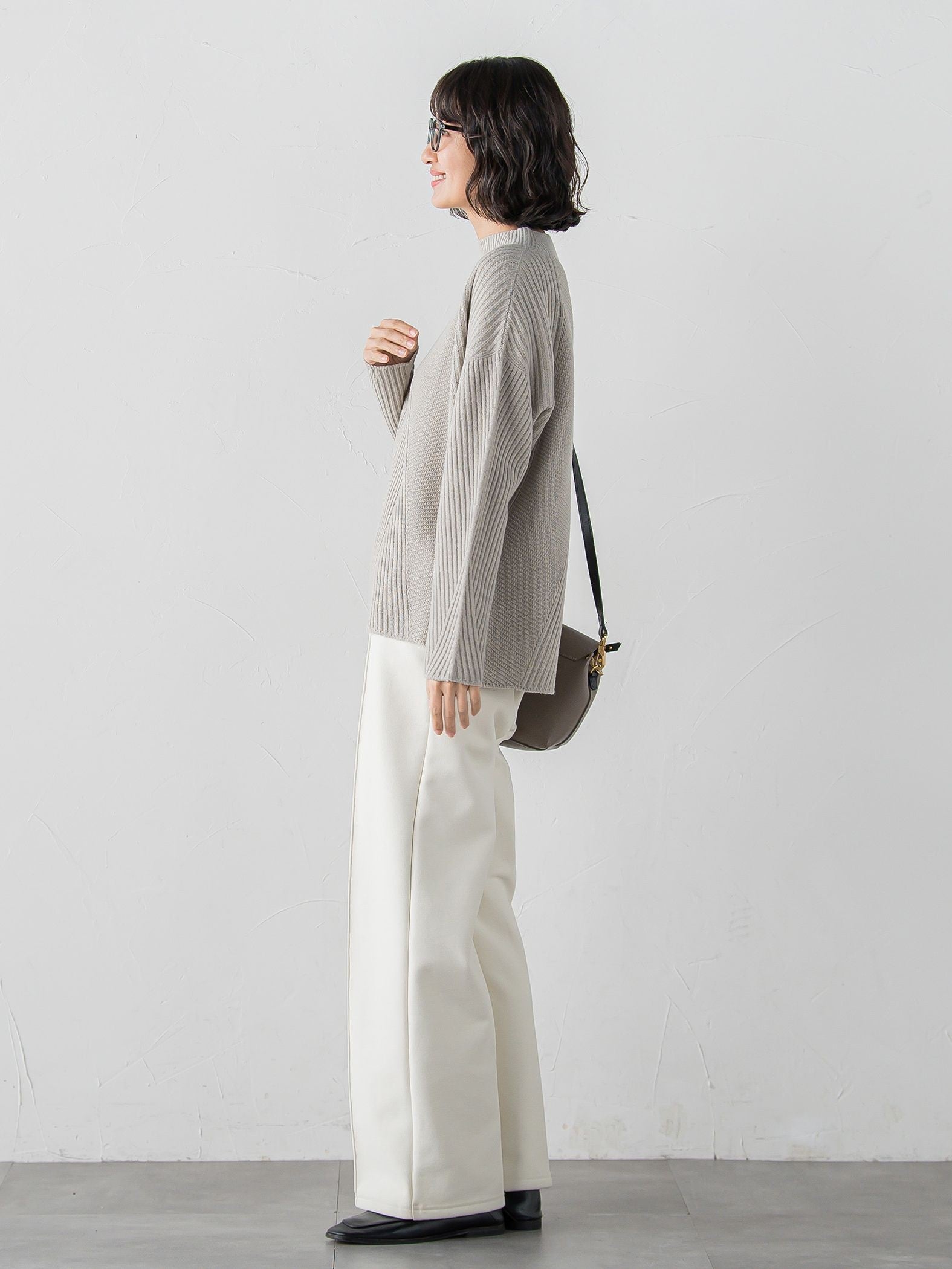 【大きいサイズ】ヘリンボーンニット