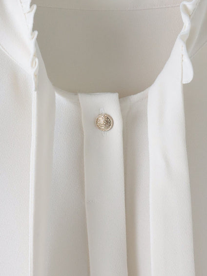 フリルネックボウタイブラウス≪洗濯機で洗える≫