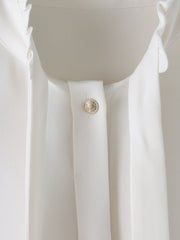 フリルネックボウタイブラウス≪洗濯機で洗える≫