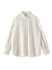 フリルネックボウタイブラウス≪洗濯機で洗える≫