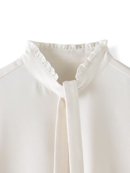 フリルネックボウタイブラウス≪洗濯機で洗える≫