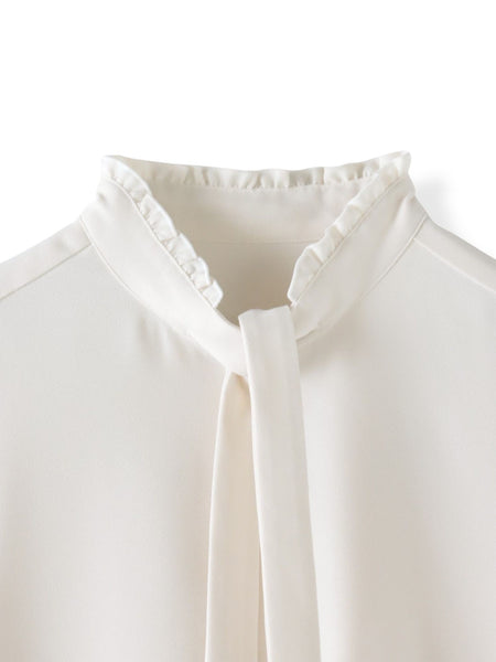 フリルネックボウタイブラウス≪洗濯機で洗える≫