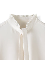 フリルネックボウタイブラウス≪洗濯機で洗える≫