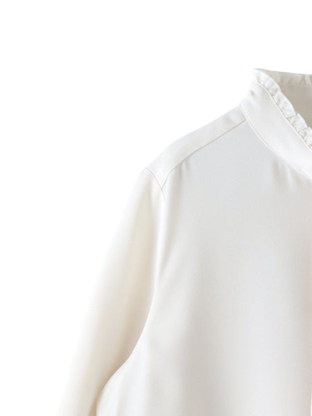 フリルネックボウタイブラウス≪洗濯機で洗える≫