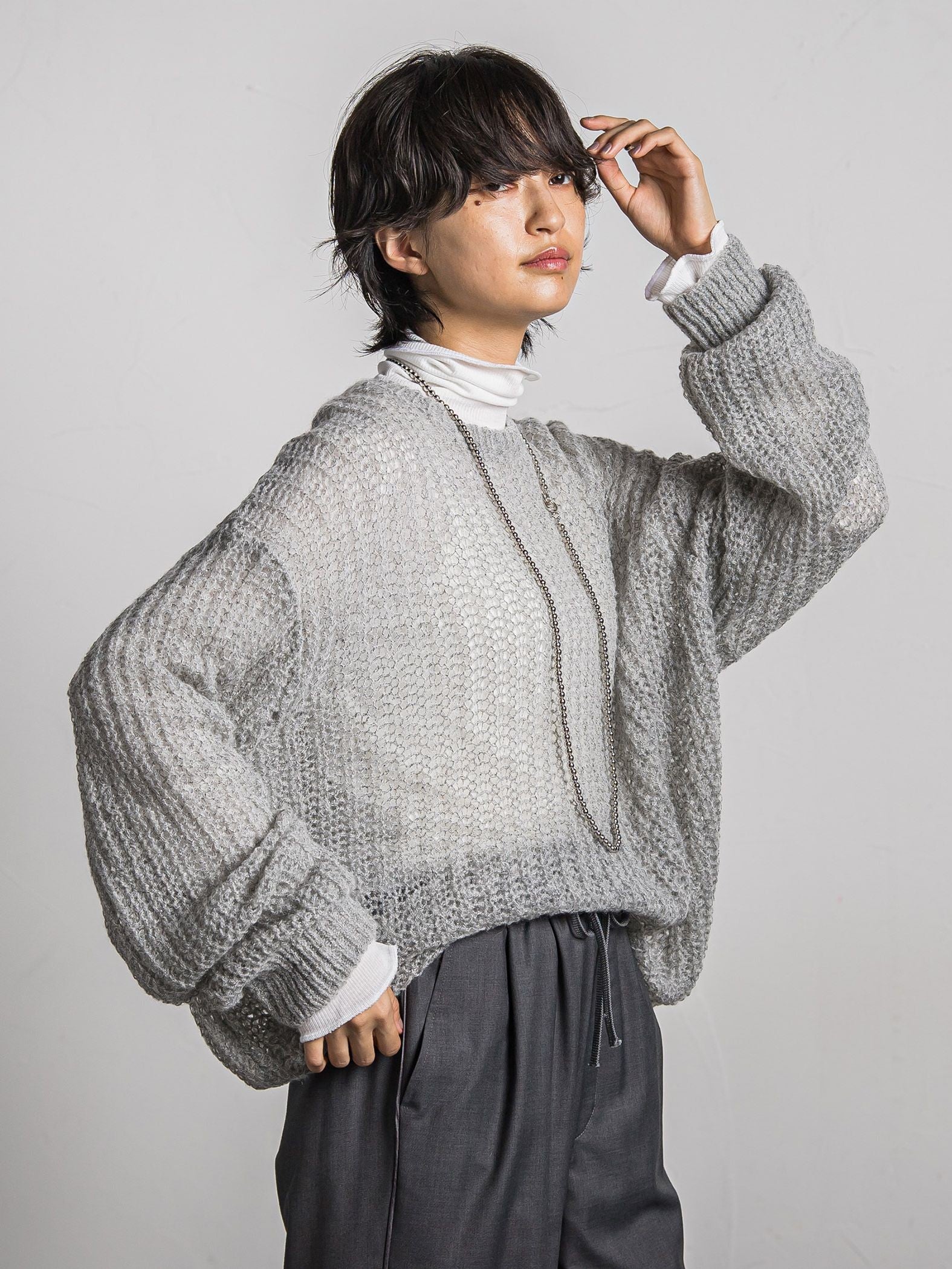 モヘヤメッシュニットプルオーバー≪手洗い可能≫