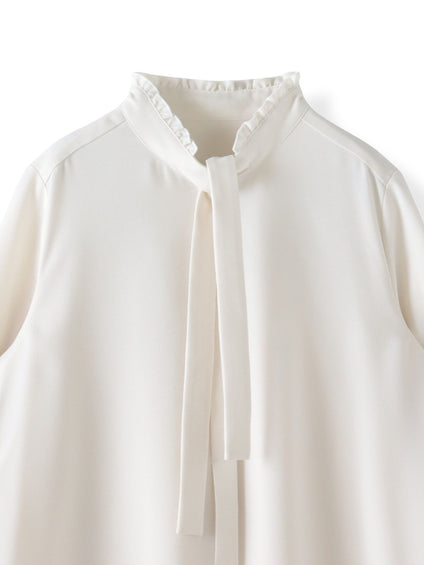 フリルネックボウタイブラウス≪洗濯機で洗える≫