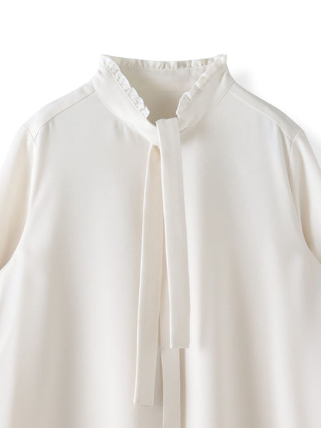 フリルネックボウタイブラウス≪洗濯機で洗える≫