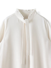 フリルネックボウタイブラウス≪洗濯機で洗える≫