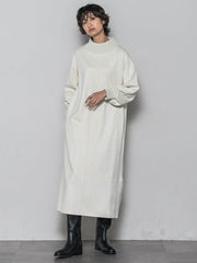 【WEB限定】スウェード×リブモックネックワンピース≪手洗い可能≫