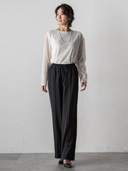 ハイストレッチカルゼワイドパンツ