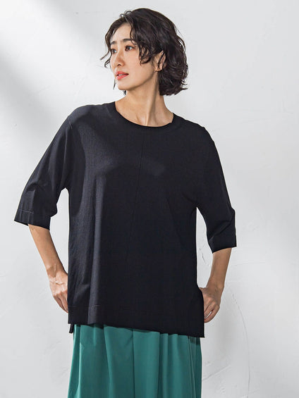 Tシャツ風ニットプルオーバー≪手洗い可能≫