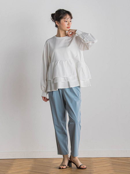 【WEB限定】サークルストレッチテーパードパンツ≪洗濯機で洗える≫