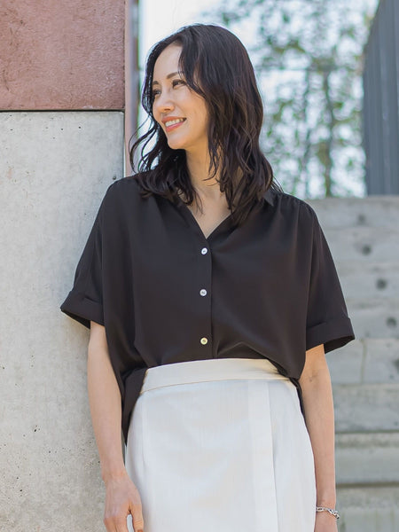 ≪シリーズ累計2万枚突破！≫【ラクする美人服】スキッパーブラウス
