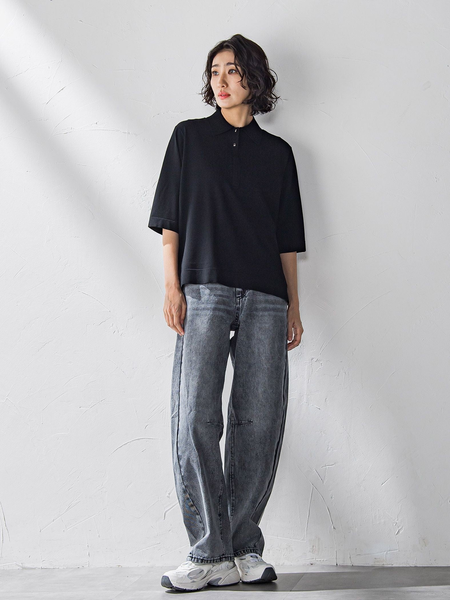 【WEB限定】デニムカーブパンツ≪洗濯機で洗える≫