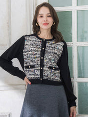 CLARENSONミックスツイードカーディガン