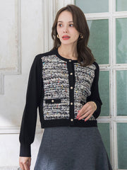 CLARENSONミックスツイードカーディガン