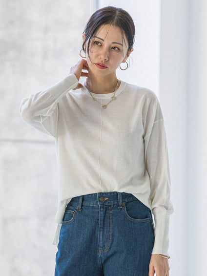 【WEB限定】ベーシックウールクルーネックニット≪洗える≫