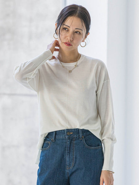 【WEB限定】ベーシックウールクルーネックニット≪洗える≫