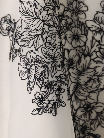 ブーケ刺繍オーガンジースカート