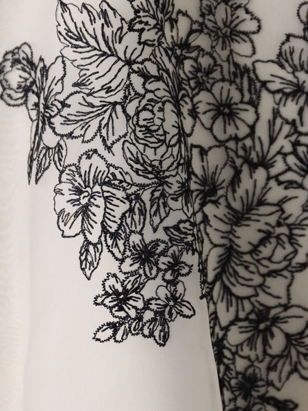 ブーケ刺繍オーガンジースカート