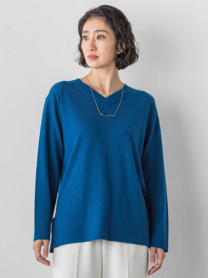 【大きいサイズ】ファインウールVネックニット