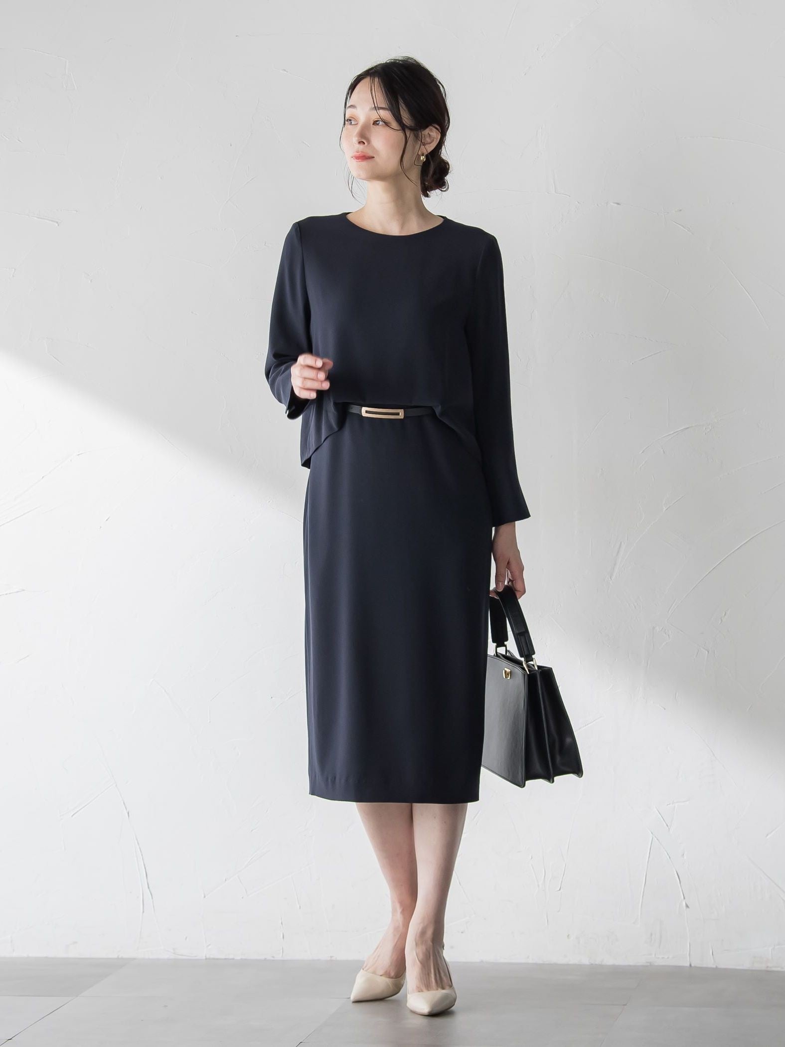 アチェローザバックサテンジョーゼットワンピース