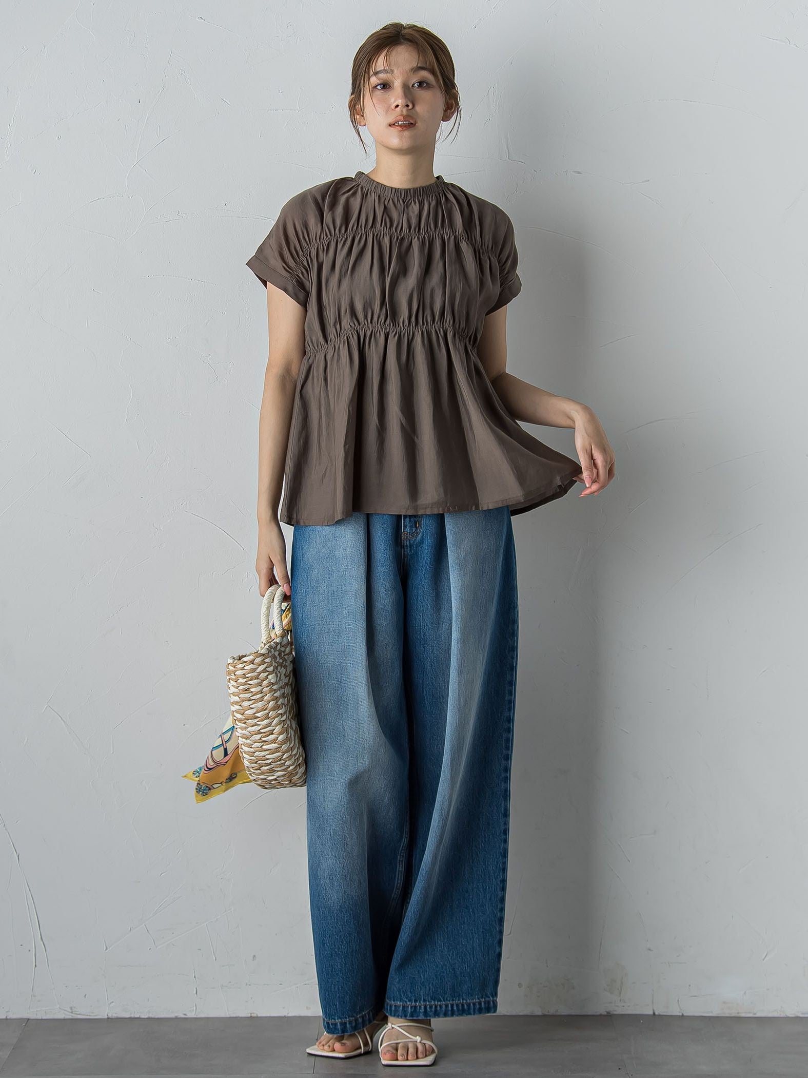 タックデニムパンツ≪洗濯機で洗える≫