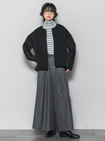 ダンボール×キルティングミドルノーカラーブルゾン