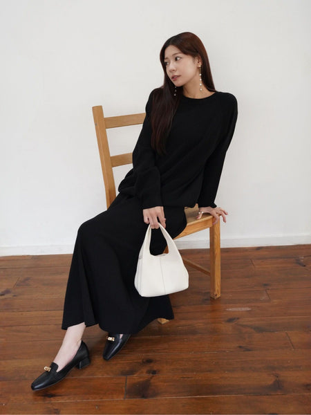 ［SET］Crew Neck×A-Line Knit Setup≪手洗い可能≫