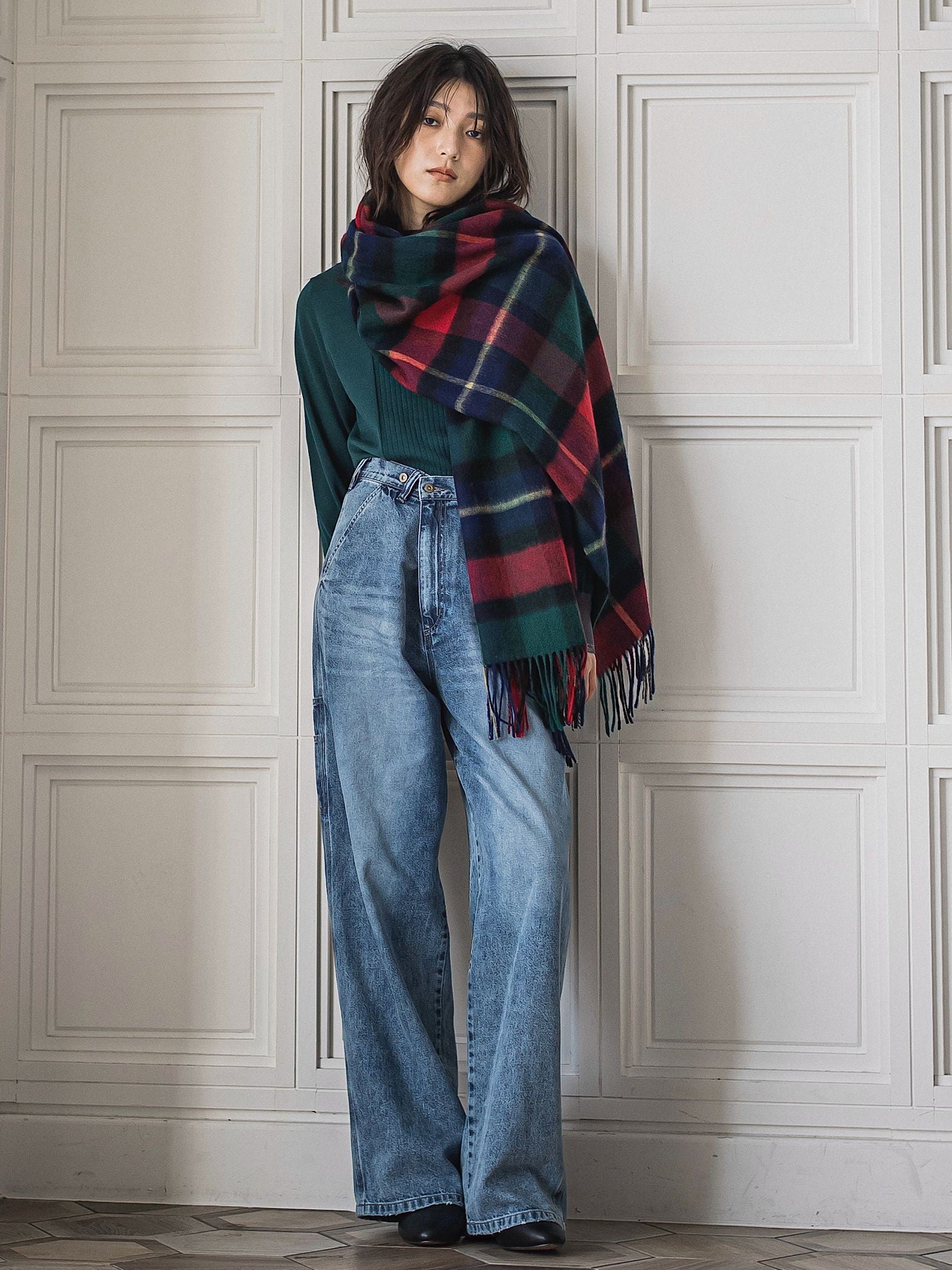 ボトルネック配色ニットプルオーバー≪手洗い可能≫