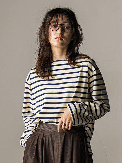 【WEB限定】ボーダーロングTシャツ≪洗濯機で洗える≫