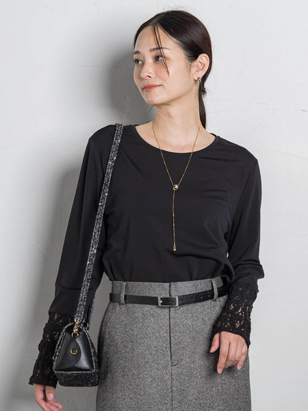 袖レースインナーカットソー